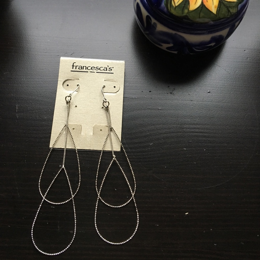 Silver, long post earrings